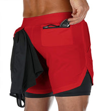 Load image into Gallery viewer, Joggers Shorts Mens 2 in 1 Short Pants Gyms Fitness Bodybuilding