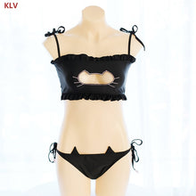 Load image into Gallery viewer, Cosplay Cat Hollow Keyhole Bra With Briefs Lingerie Underwear Set