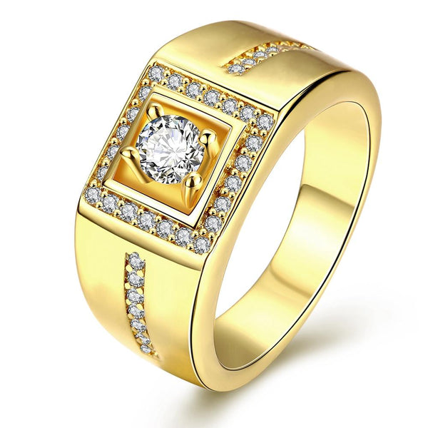 Father's Day Gift  White Crystal Square Design Stainless Steel Ring