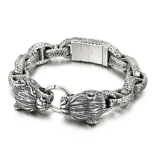 Kalen Animal Series Wild Boar Domineering Men's Bracelet Stainless