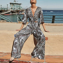 Load image into Gallery viewer, Kancoold jumpsuit Women V Neck Slim Short Sleeve Digital Print Loose