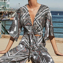 Load image into Gallery viewer, Kancoold jumpsuit Women V Neck Slim Short Sleeve Digital Print Loose