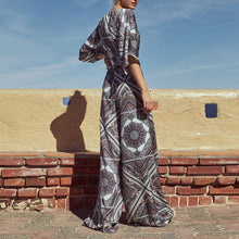 Load image into Gallery viewer, Kancoold jumpsuit Women V Neck Slim Short Sleeve Digital Print Loose
