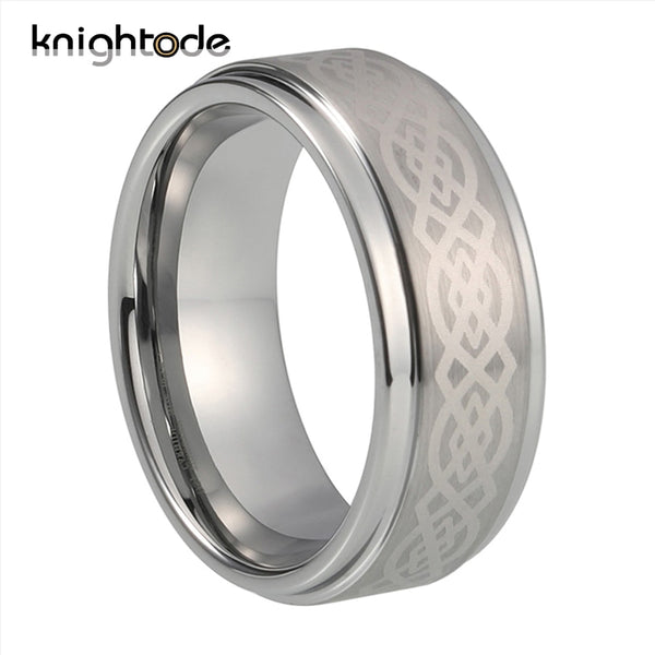 Keltic Knot Tungsten Carbide Laser Engrave Rings For Mens Party