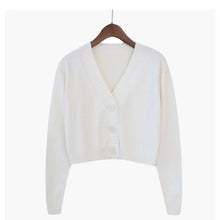 Load image into Gallery viewer, Knitted Crop Cardigan Short Sweater Long Sleeve V Neck
