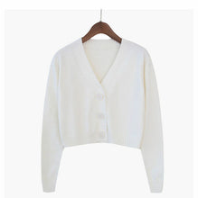 Load image into Gallery viewer, Knitted Crop Cardigan Short Sweater Long Sleeve V Neck