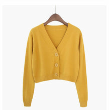 Load image into Gallery viewer, Knitted Crop Cardigan Short Sweater Long Sleeve V Neck
