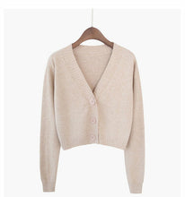Load image into Gallery viewer, Knitted Crop Cardigan Short Sweater Long Sleeve V Neck