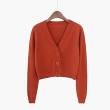 Load image into Gallery viewer, Knitted Crop Cardigan Short Sweater Long Sleeve V Neck