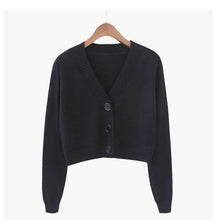 Load image into Gallery viewer, Knitted Crop Cardigan Short Sweater Long Sleeve V Neck