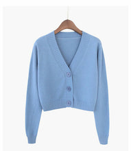 Load image into Gallery viewer, Knitted Crop Cardigan Short Sweater Long Sleeve V Neck