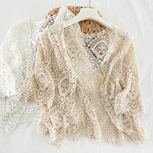 Load image into Gallery viewer, Knitted Shrug Women Bohemian Style Midi Sleeve Lace Open Cardigan