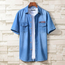 Load image into Gallery viewer, Fashion Slim Denim Short Sleeve Shirt Men'S Business Casual All