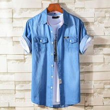 Load image into Gallery viewer, Fashion Slim Denim Short Sleeve Shirt Men'S Business Casual All