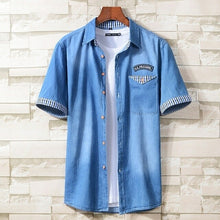 Load image into Gallery viewer, Fashion Slim Denim Short Sleeve Shirt Men'S Business Casual All