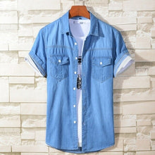 Load image into Gallery viewer, Fashion Slim Denim Short Sleeve Shirt Men'S Business Casual All