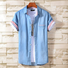 Load image into Gallery viewer, Fashion Slim Denim Short Sleeve Shirt Men'S Business Casual All