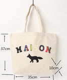 Canvas Tote Bag Fox Print Shoulder Shopper Bag