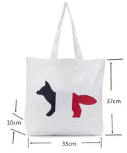 Load image into Gallery viewer, Canvas Tote Bag Fox Print Shoulder Shopper Bag