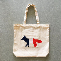 Canvas Tote Bag Fox Print Shoulder Shopper Bag