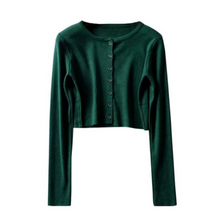 Load image into Gallery viewer, O neck Short Knitted Sweater Thin Cardigan