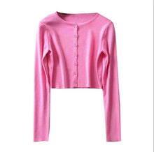 Load image into Gallery viewer, O neck Short Knitted Sweater Thin Cardigan