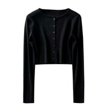 Load image into Gallery viewer, O neck Short Knitted Sweater Thin Cardigan