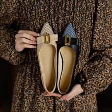 Load image into Gallery viewer, Cow leather pointed toe low heels shallow spring