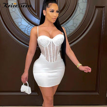 Load image into Gallery viewer, Sexy White Crystal Hot Hot drilling Mini Dress Women Summer - Sophornlilly