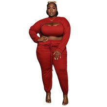 Load image into Gallery viewer, Plus size set women clothing fashion sexy rib