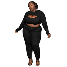 Load image into Gallery viewer, Plus size set women clothing fashion sexy rib