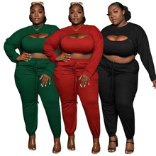 Load image into Gallery viewer, Plus size set women clothing fashion sexy rib