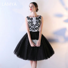 Load image into Gallery viewer, Back Ball Gown With Crystal Evening Party Dresses Vintage Lace