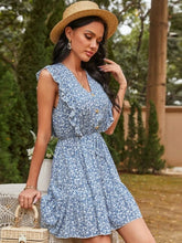 Load image into Gallery viewer, Ruffled V neck Polka Dot Dress Women Holiday Style High Waist