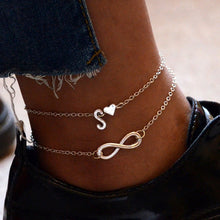 Load image into Gallery viewer, A Z Letter Initial Anklets For Women Silver Color Heart Anklet
