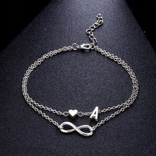 Load image into Gallery viewer, A Z Letter Initial Anklets For Women Silver Color Heart Anklet