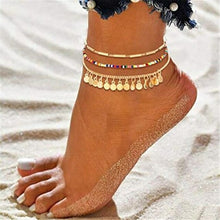 Load image into Gallery viewer, Bohemian Fashion Gold Color Flower Coin Anklet