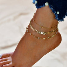Load image into Gallery viewer, Bohemian Fashion Gold Color Flower Coin Anklet