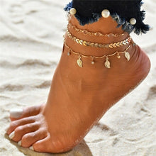 Load image into Gallery viewer, Bohemian Fashion Gold Color Flower Coin Anklet