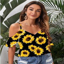 Load image into Gallery viewer, Fashion 3D Sling Short Sleeve Sunflower Print Woman T shirt - Sophornlilly