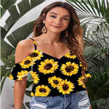 Load image into Gallery viewer, Fashion 3D Sling Short Sleeve Sunflower Print Woman T shirt - Sophornlilly