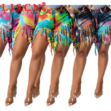 Load image into Gallery viewer, LISCN Summer Womens Fashion Shorts Sexy Tie dye Fringed Jeans High