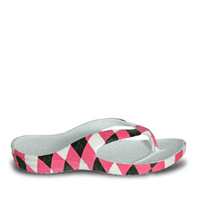 Load image into Gallery viewer, Women&#39;s Loudmouth Flip Flops - Pink and Black Tile - Sophornlilly