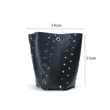 Load image into Gallery viewer, Designer Rivet Bucket Bags for Women Black Leather Chain
