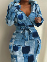 Load image into Gallery viewer, Camo Print Side Pocket Cargo Dress V Neck Hooded