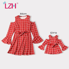Load image into Gallery viewer, Off The Shoulder Long Sleeved Dress For Mom And Me Autumn