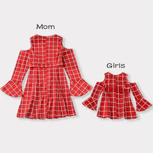 Load image into Gallery viewer, Off The Shoulder Long Sleeved Dress For Mom And Me Autumn