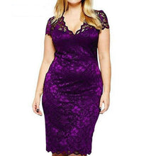 Load image into Gallery viewer, Lace 5XL Plus Size Women Dress V Neck Short Sleeve Bodycon Pencil - Sophornlilly