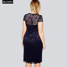 Load image into Gallery viewer, Lace 5XL Plus Size Women Dress V Neck Short Sleeve Bodycon Pencil - Sophornlilly