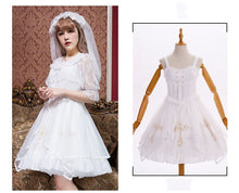 Load image into Gallery viewer, Lace Chiffon Lolita Crop Top Blouse Women Half Flare Sleeves Layered